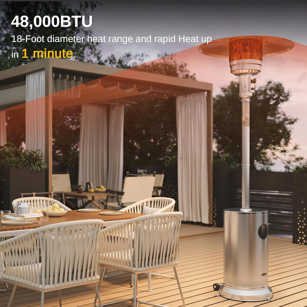 Calentador de patio de 48,000 BTU para uso al aire libre
