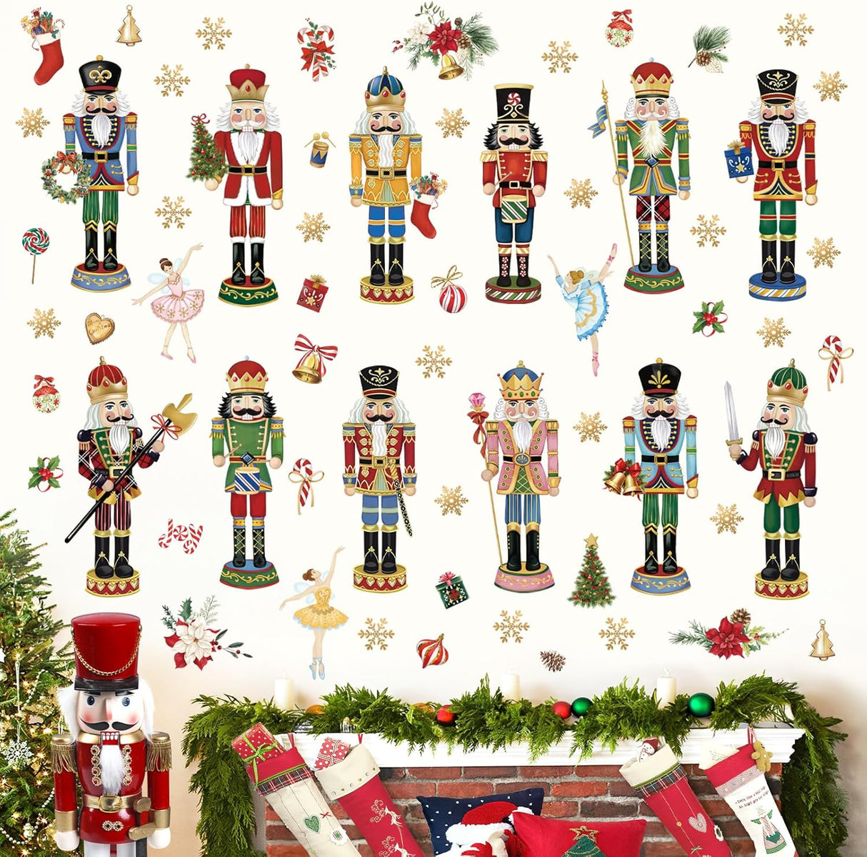 Stickers Navideños Wondever: Soldado y Bailarina para Ventanas