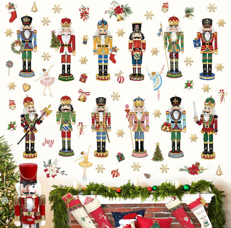 Stickers Navideños Wondever: Soldado y Bailarina para Ventanas