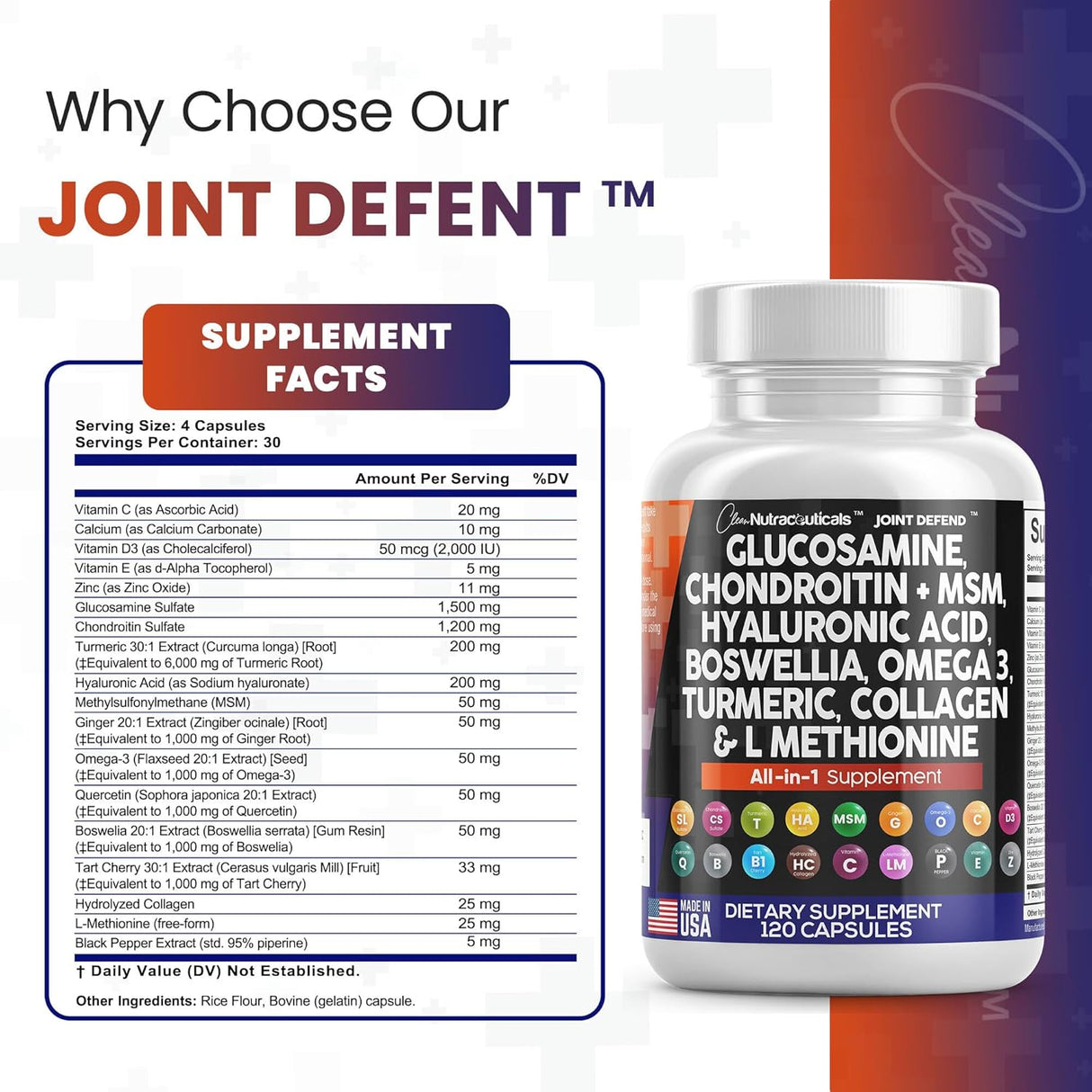 Clean Glucosamina condroitina MSM cúrcuma ácido hialurónico