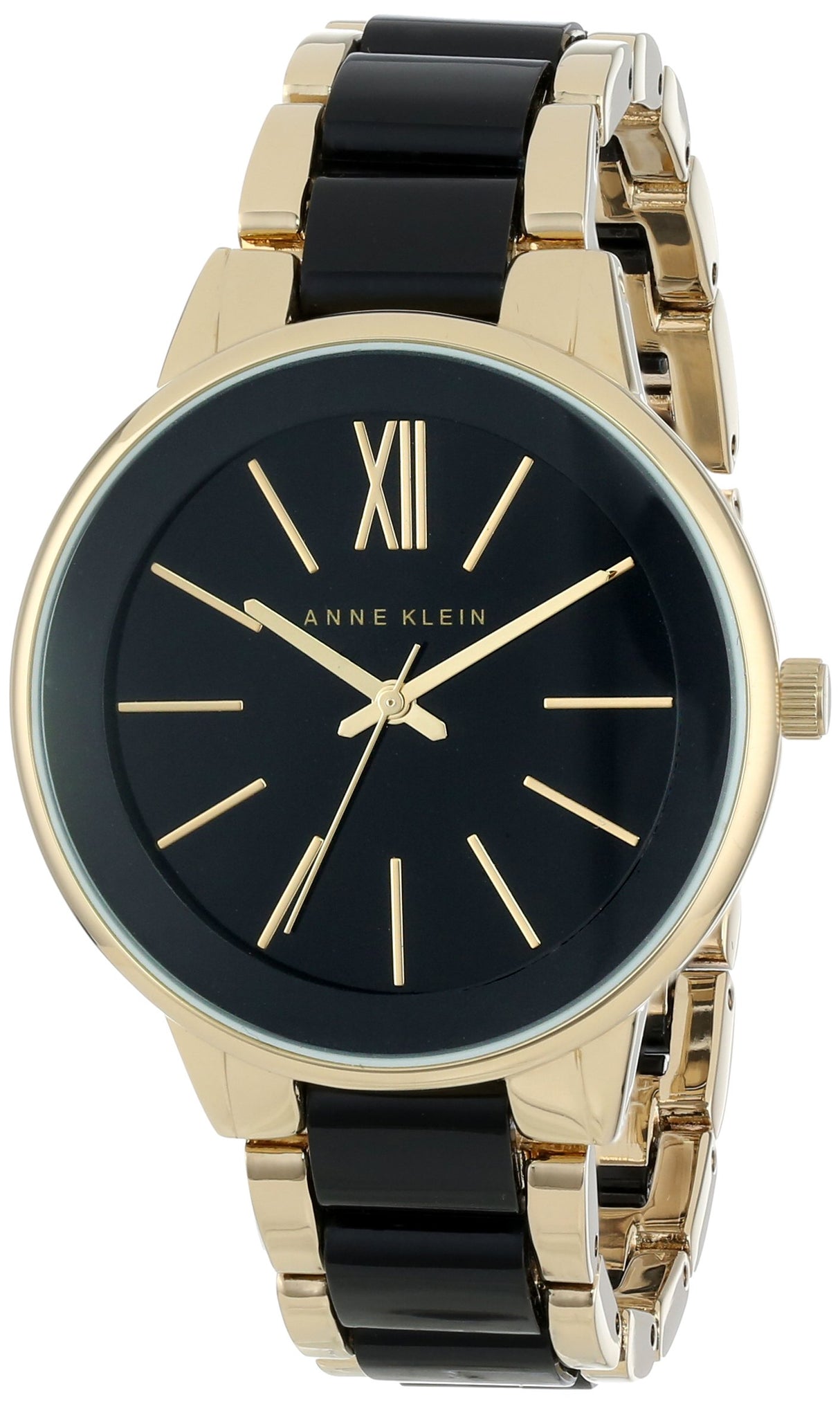 Reloj de vestir negro dorado para mujer