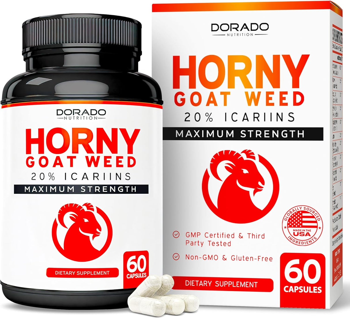 Horny Goat Weed USA - Max Fuerza, Resistencia y Circulación - 60 Cápsulas