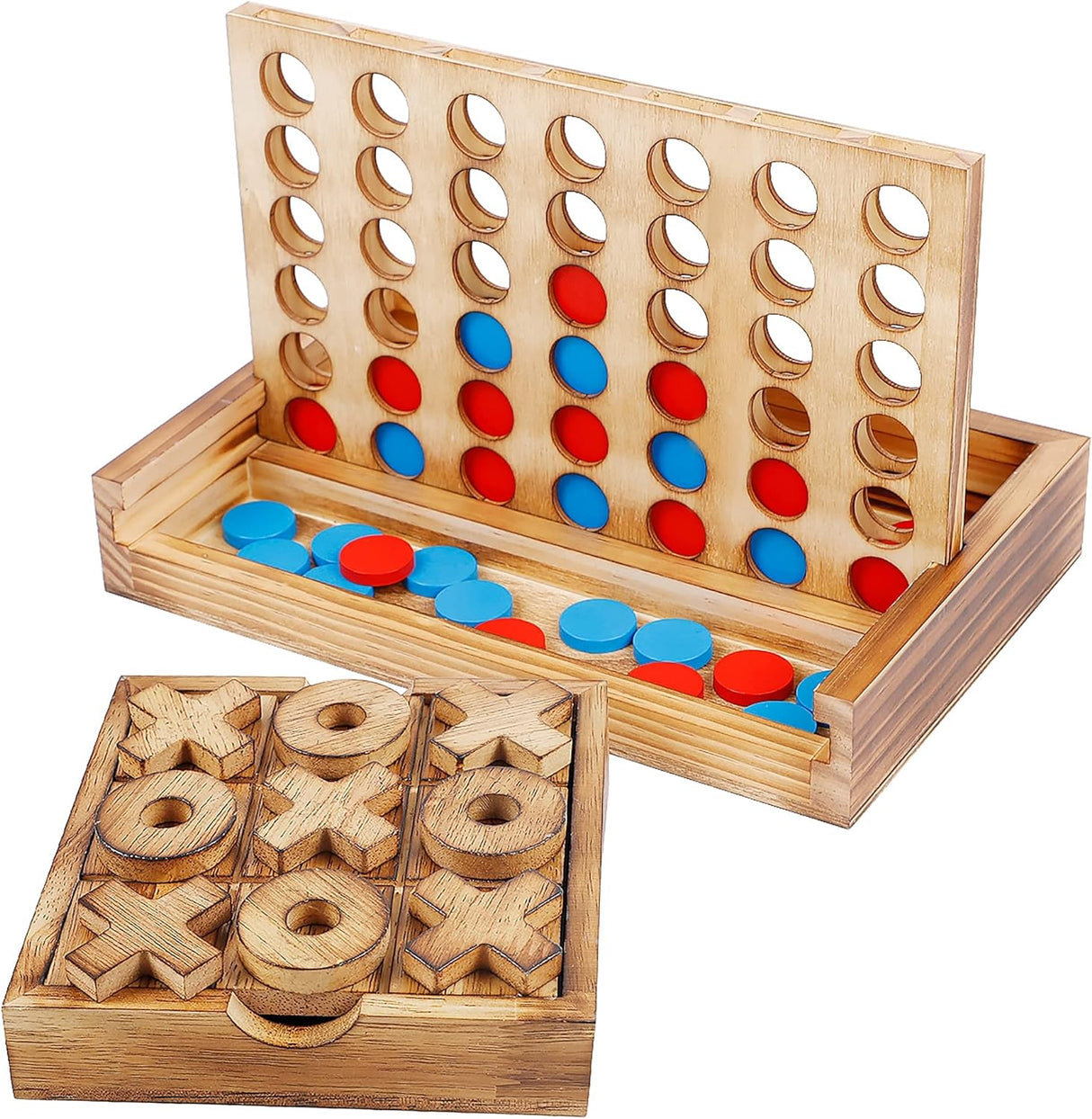 Juego de Mesa Tic Tac Toe y 4 en Línea - Glintoper, Madera