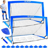 2 porterias de futbol portatiles con redes y bolso