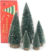 Árboles de Navidad Mini con Base de Madera, 5 piezas, Decoración