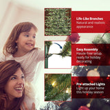 Árbol de Navidad Artificial Slim Fraser Fir Preiluminado 9 pies