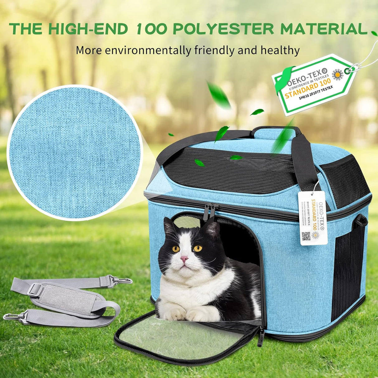 Transportadora para 2 Gatos, Oeko-TEX, Aprobada TSA, 20 lbs
