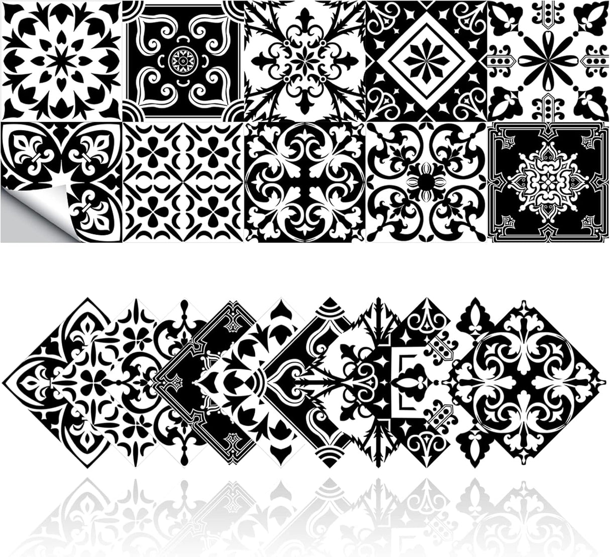Pegatinas Retro para Azulejos, PVC, Estilo Marruecos, 6x6 Pulg