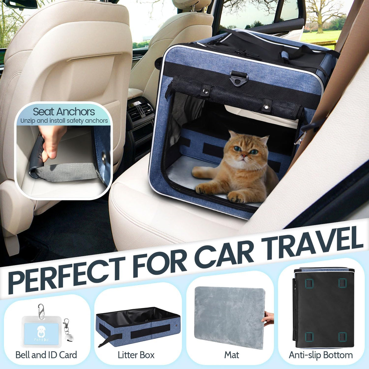 Transportín Extra Grande para Gato Petskd, 5 Ventanas, 55LBS