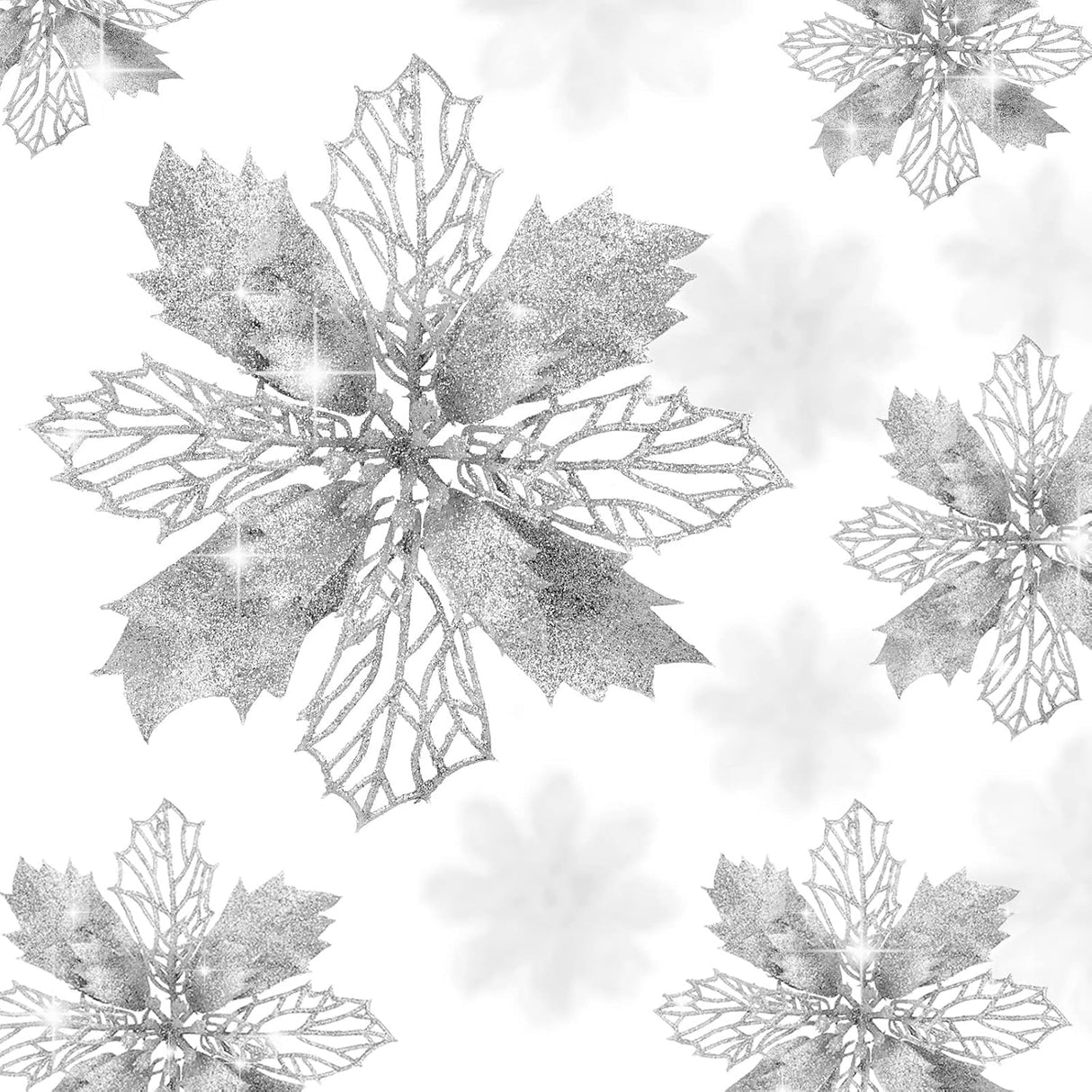 Flores Poinsettia Artificial 16 Pcs - Wironlst Decoraciones Navidad