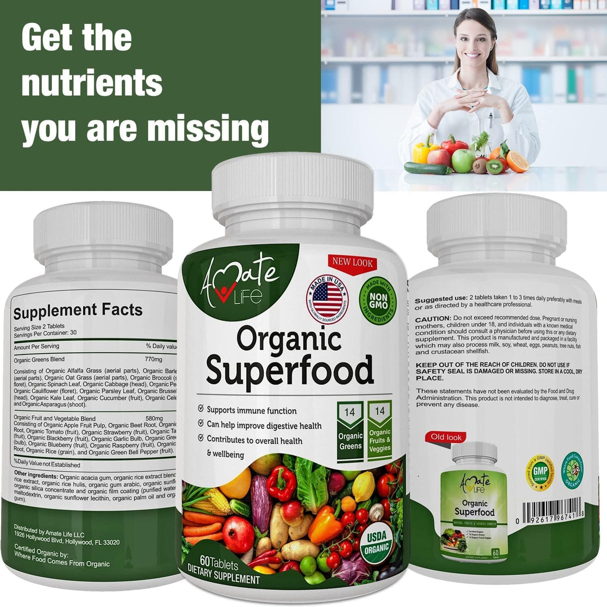Suplemento Complejo orgánico de frutas y verduras  120 unid
