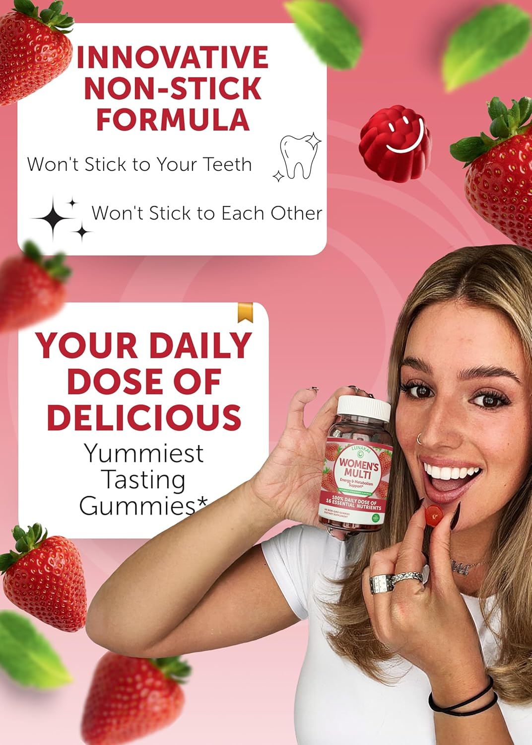 Gomitas Multivitamínicas Lunakai USA, 16 Nutrientes, 60ct