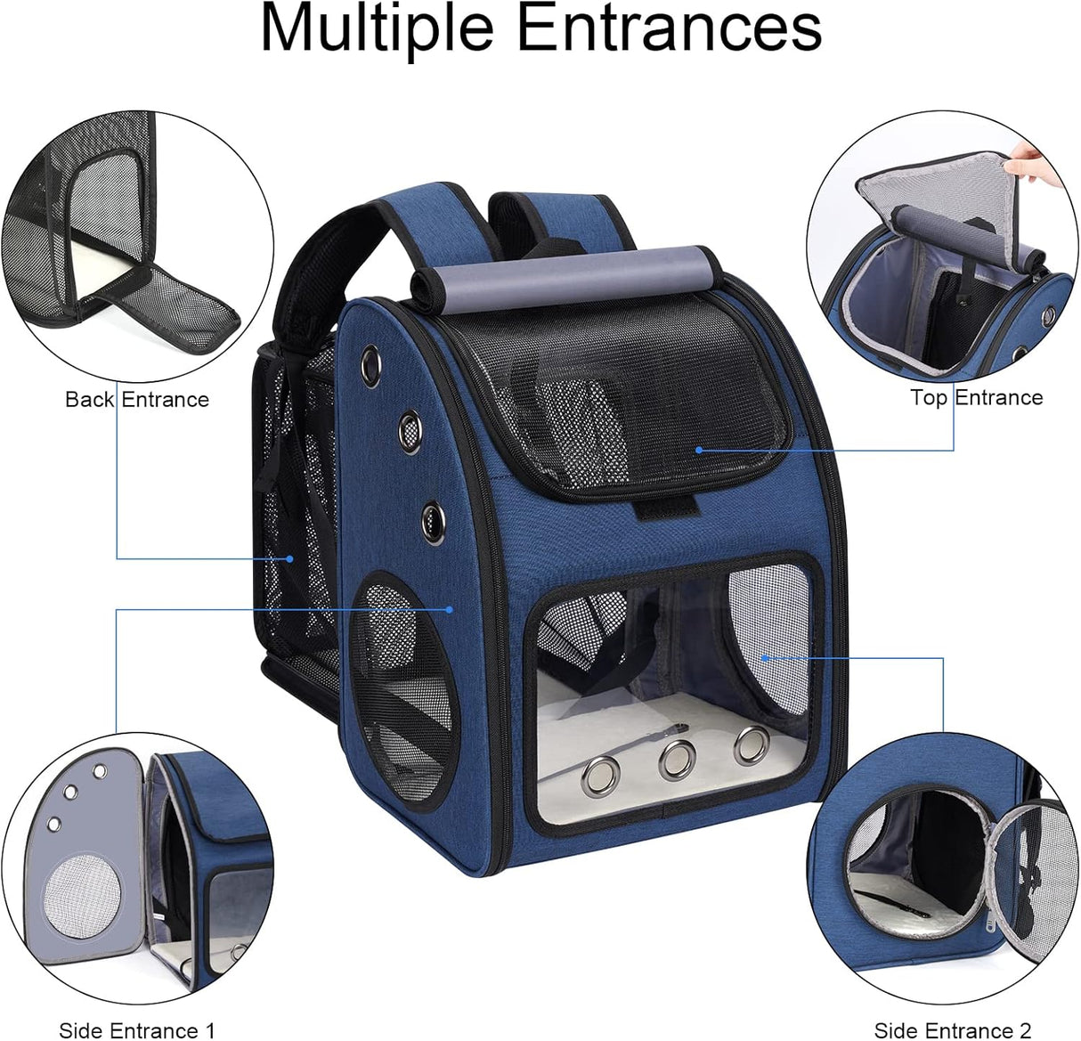 Mochila expandible para mascotas para gatos portátil