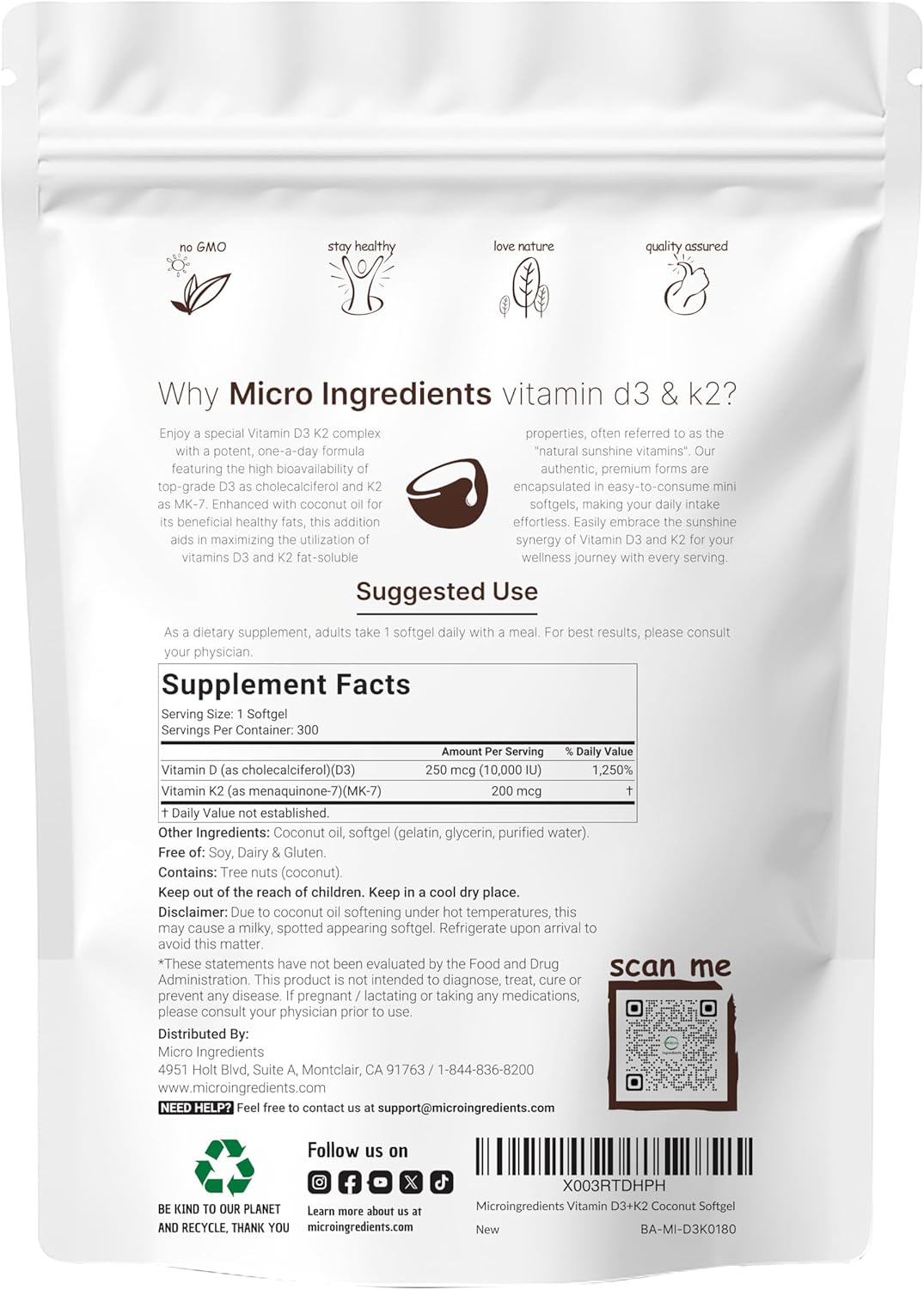 Vitamin D3 K2 200mcg 2 Pack – Salud Ósea e Inmune