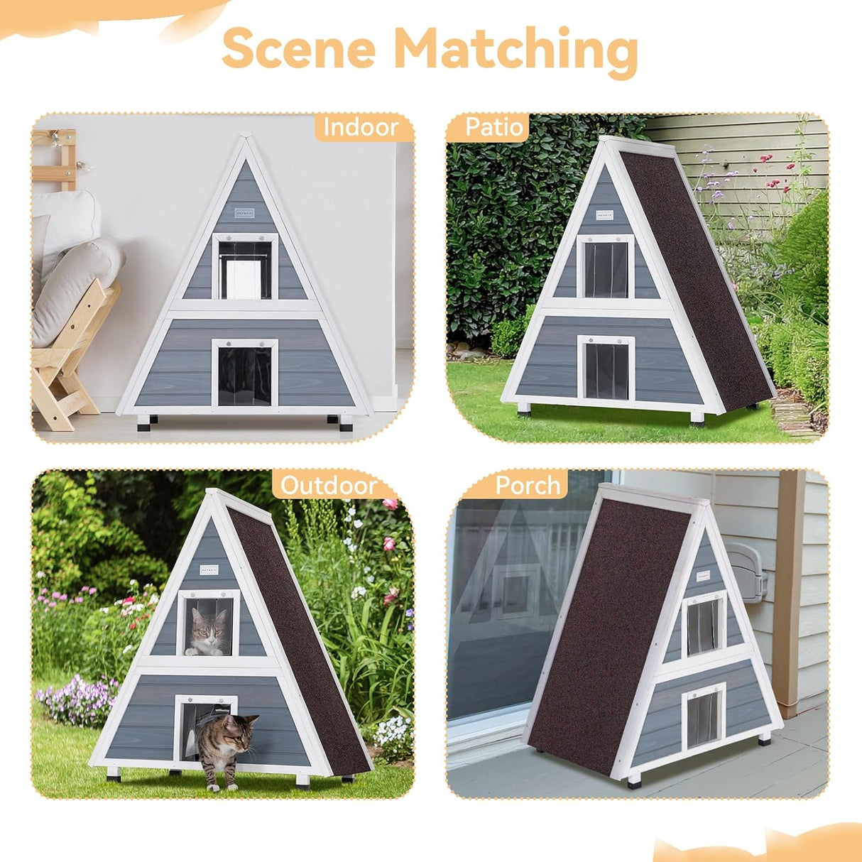 Casa para gatos al aire libre resistente con puerta de escape