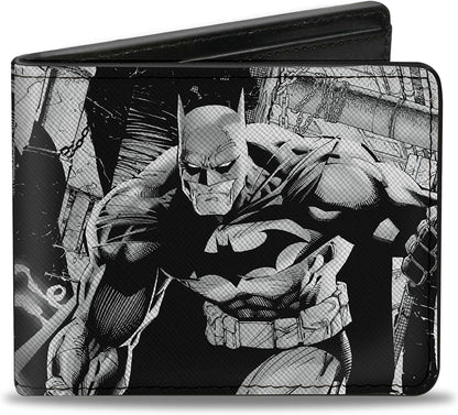 Cartera Bifold, Cadena y Lápices, Cuero Vegano Batman Jim Lee