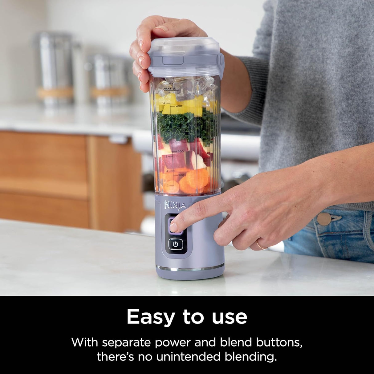 Mezcladora portátil Ninja, 18oz, USB-C recargable, BC151LD