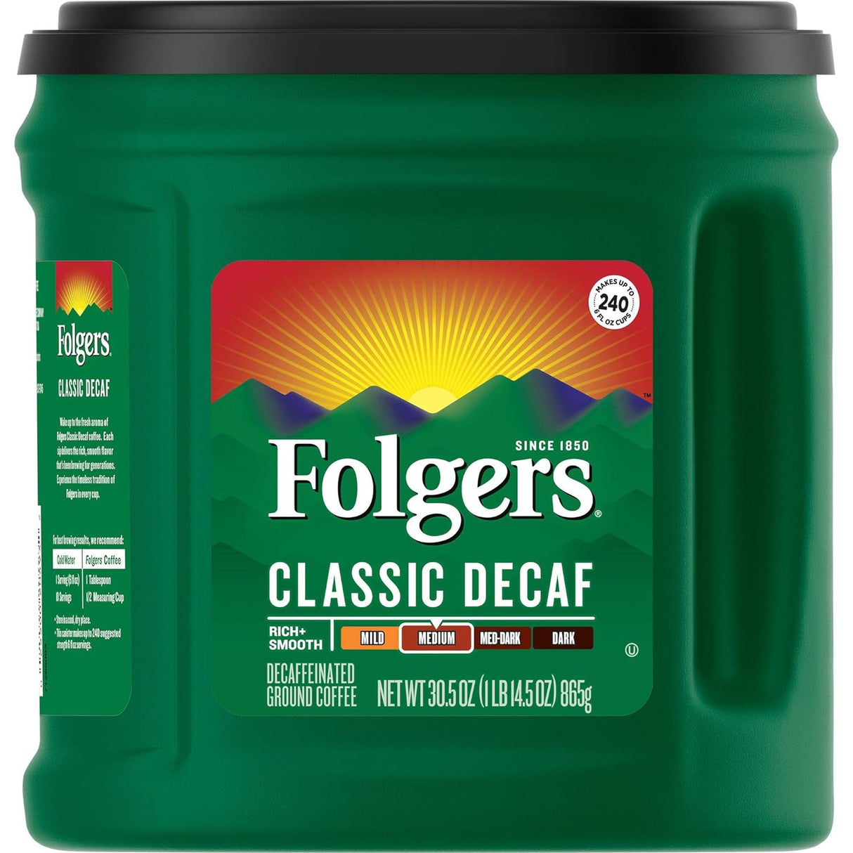 Café Molido Descafeinado Folgers, Tostado Medio, 30.5 Oz