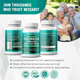 Suplemento de Chlorella, Spirulina, Musgo de Irlanda, Moringa y Clorofila, 180 cápsulas