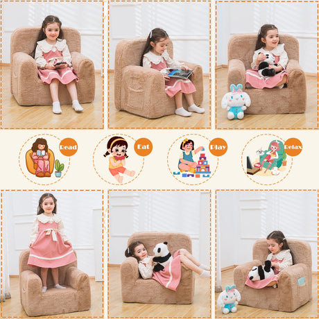 Sofá de lectura con asa apta para niños color camello SUFUS