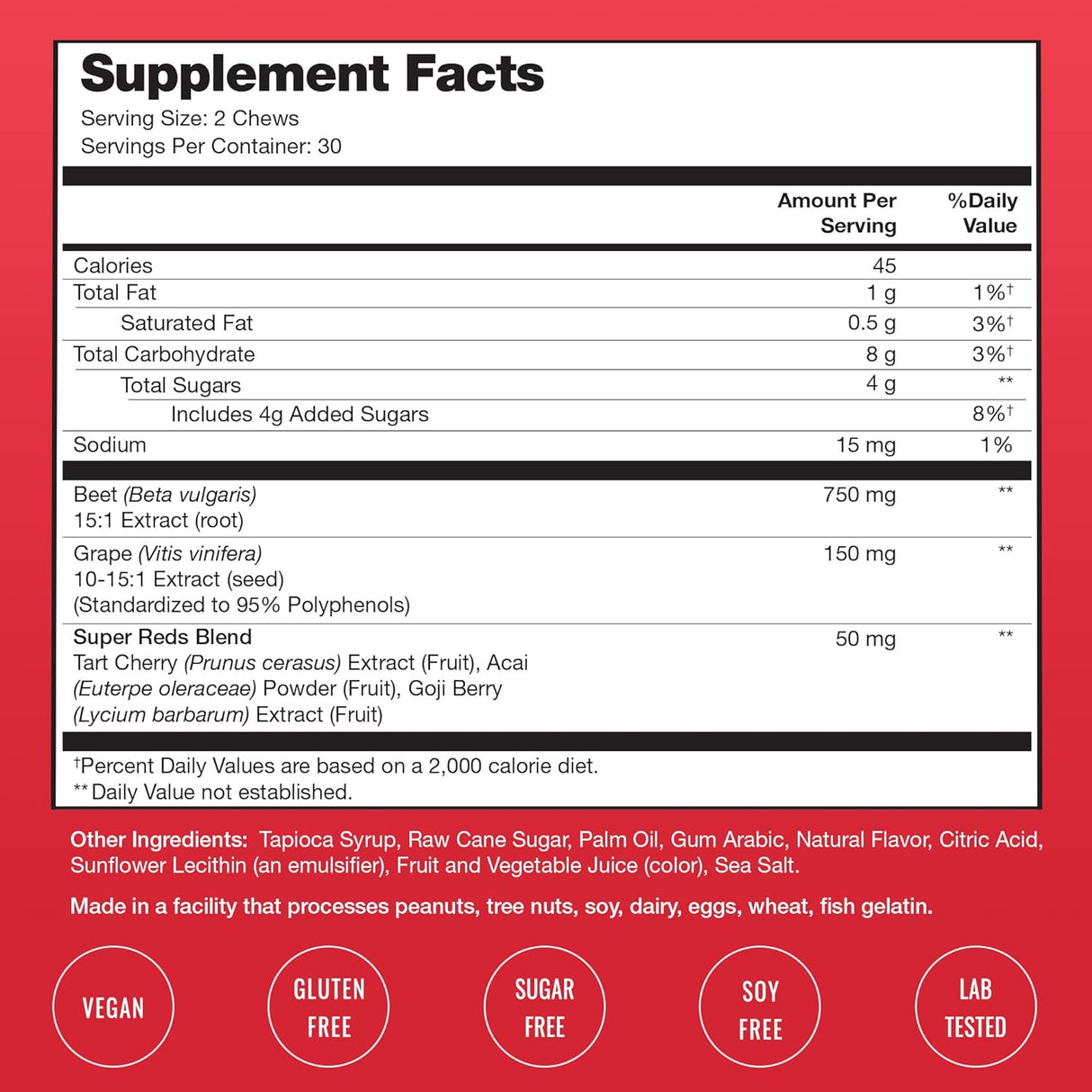 Suplemento NutraChamps VitaBeets Masticables de remolacha