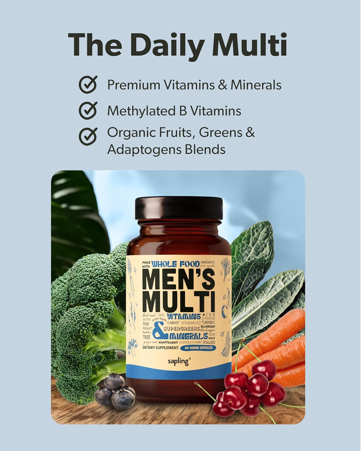 Multivitamínico para Hombres, B Complejo Methylado, 60 Cápsulas