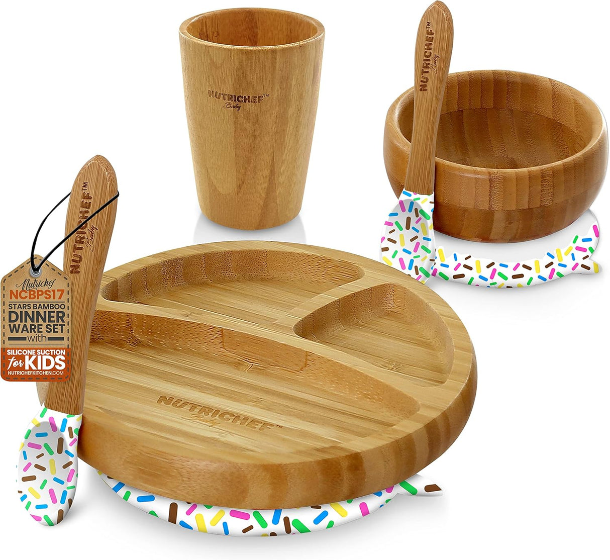 Juego de vajilla de bambú para bebé NutriChef NCBPS17
