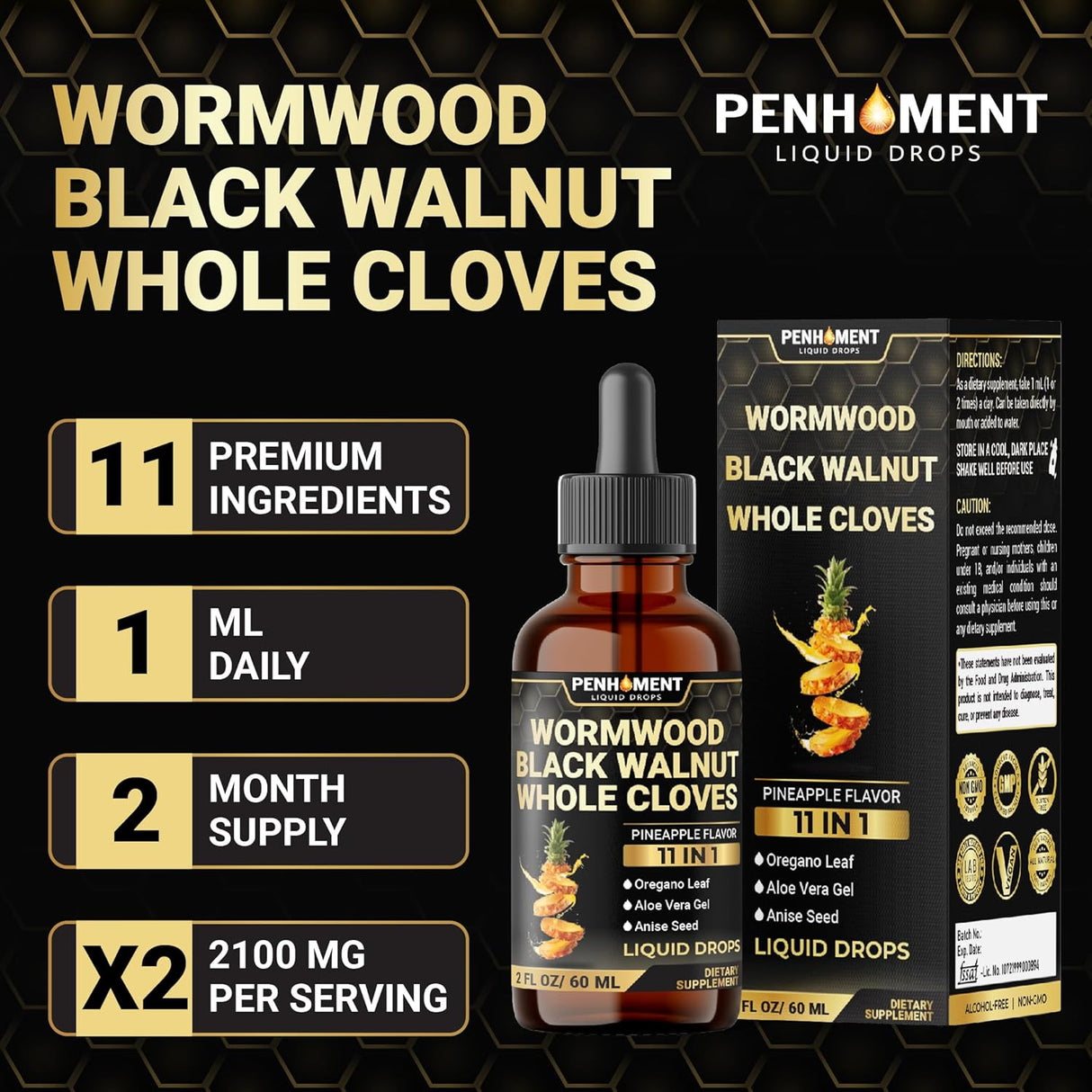 Tinte de Black Walnut Wormwood Cloves 2100mg 2FLOZ
