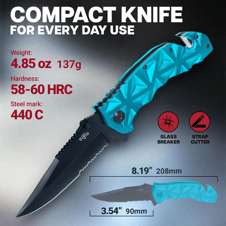 Cuchillo de bolsillo táctico 3.5 con cortador y rompedor