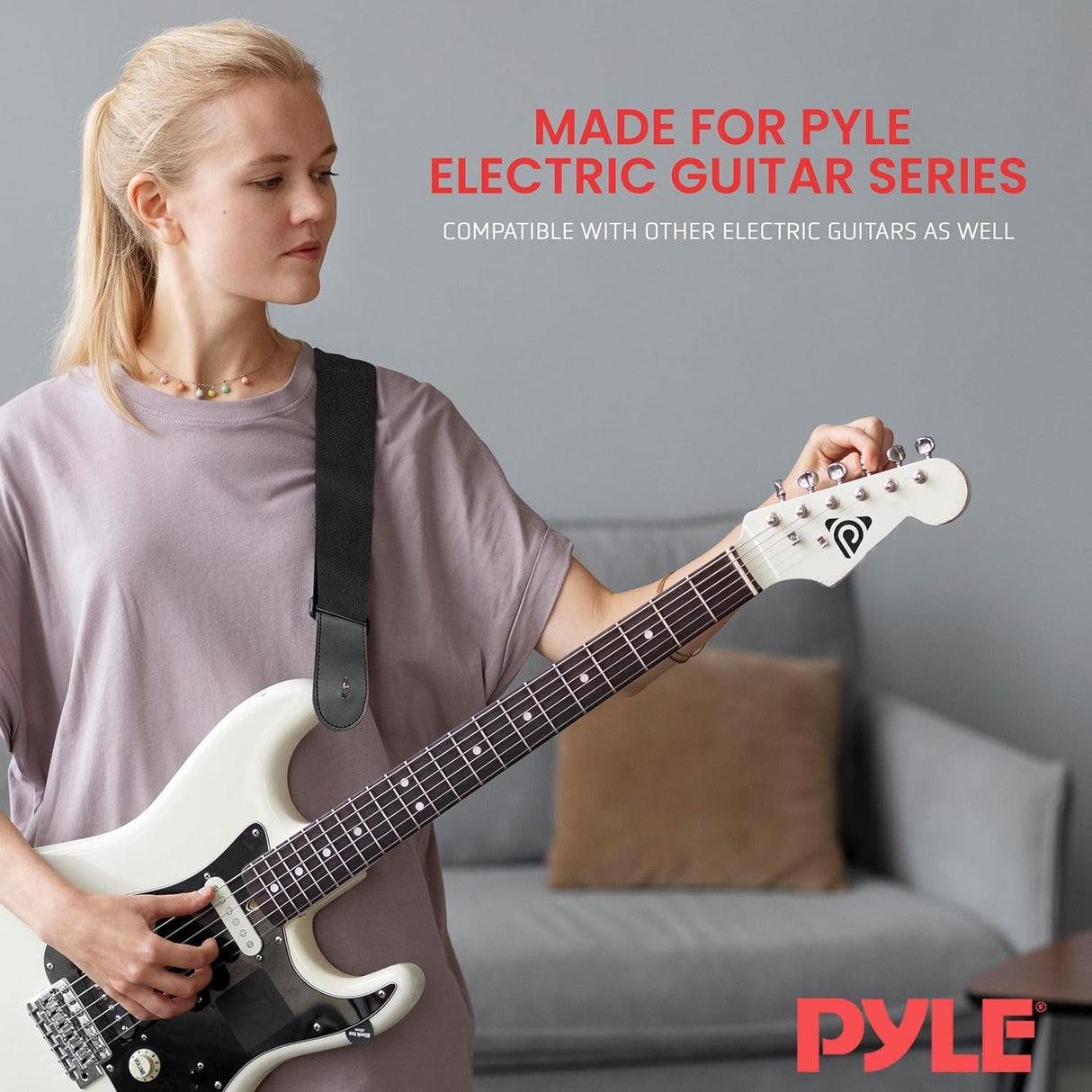 Correa de guitarra Pyle antideslizante y ajustable eléctrica
