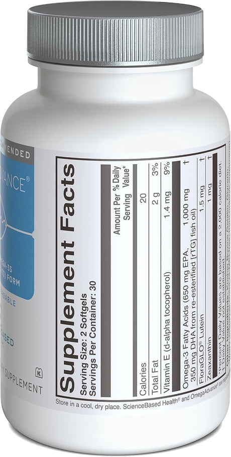 OmegaAdvance Omega-3 Fish Oil 1000mg EPA&DHA Lutein 60 Softgels