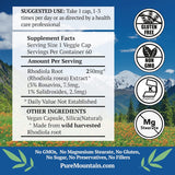 Suplemento Rhodiola Rosea 60 cápsulas veganas Kosher  250 mg