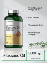 Cápsulas de aceite de linaza 3000mg Horbäach, Omega 3 6 9