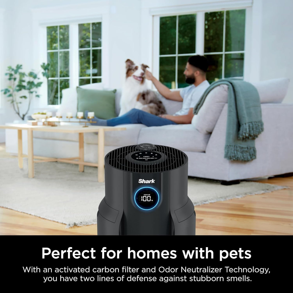 Purificador de aire Shark con filtro HEPA y tecnología Clean Sense