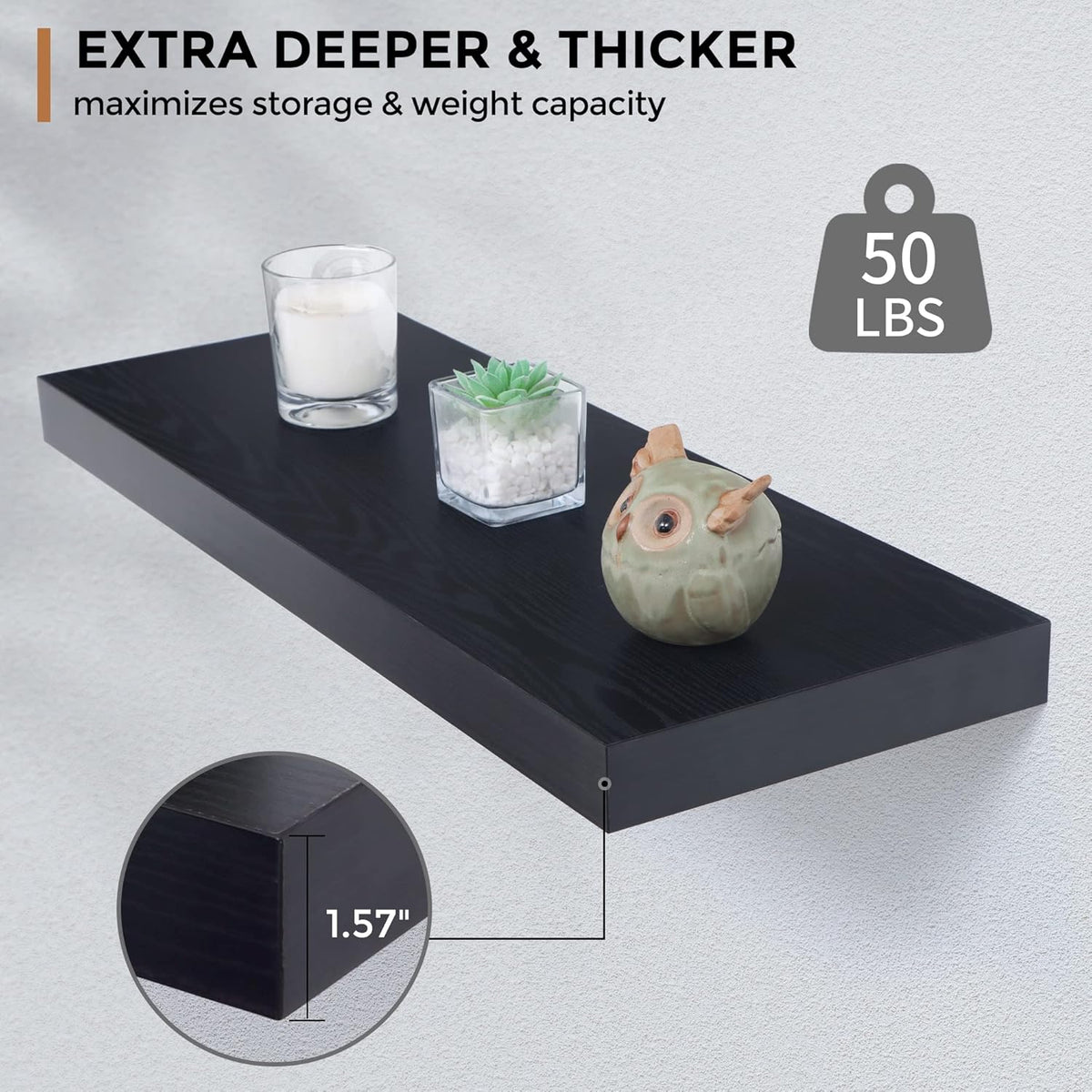 Estanterías Flotantes 2 Pack de Madera - 24 W x 9 D x 1.6 H