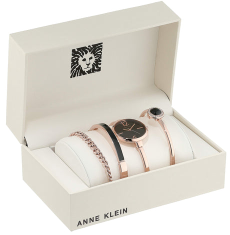 Conjunto de reloj y brazalete con brazalete dorado rosa