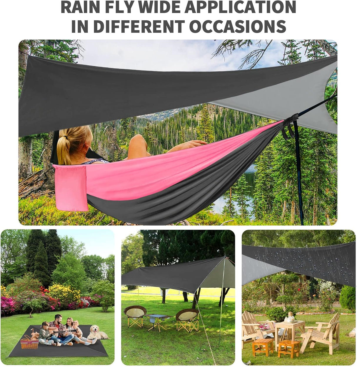 Hamaca Camping con Mosquitera y Tarp, Portátil, Doble, Nylon