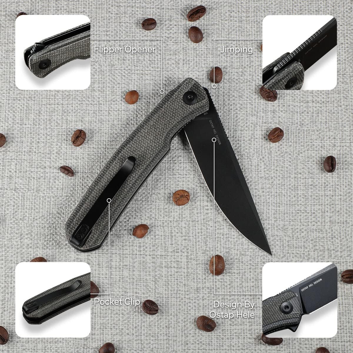Cuchillo plegable de bolsillo para EDC con bloqueo de forro