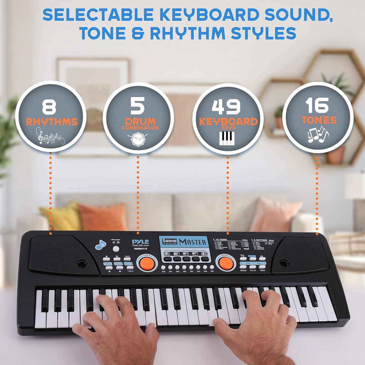 Teclado de piano portátil y micrófono