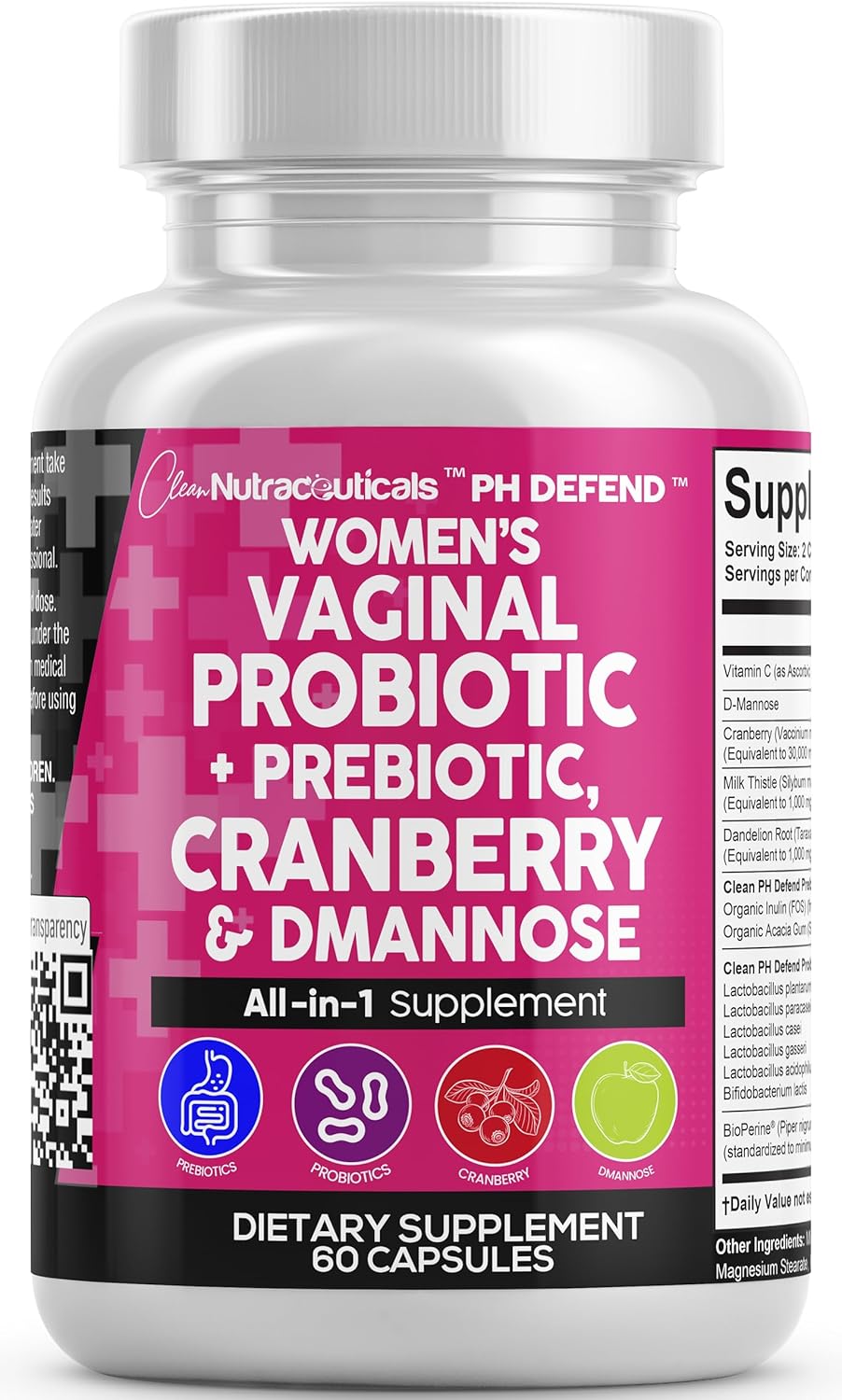 Probioticos Vaginales Clean Nutraceuticals, 60 Cápsulas