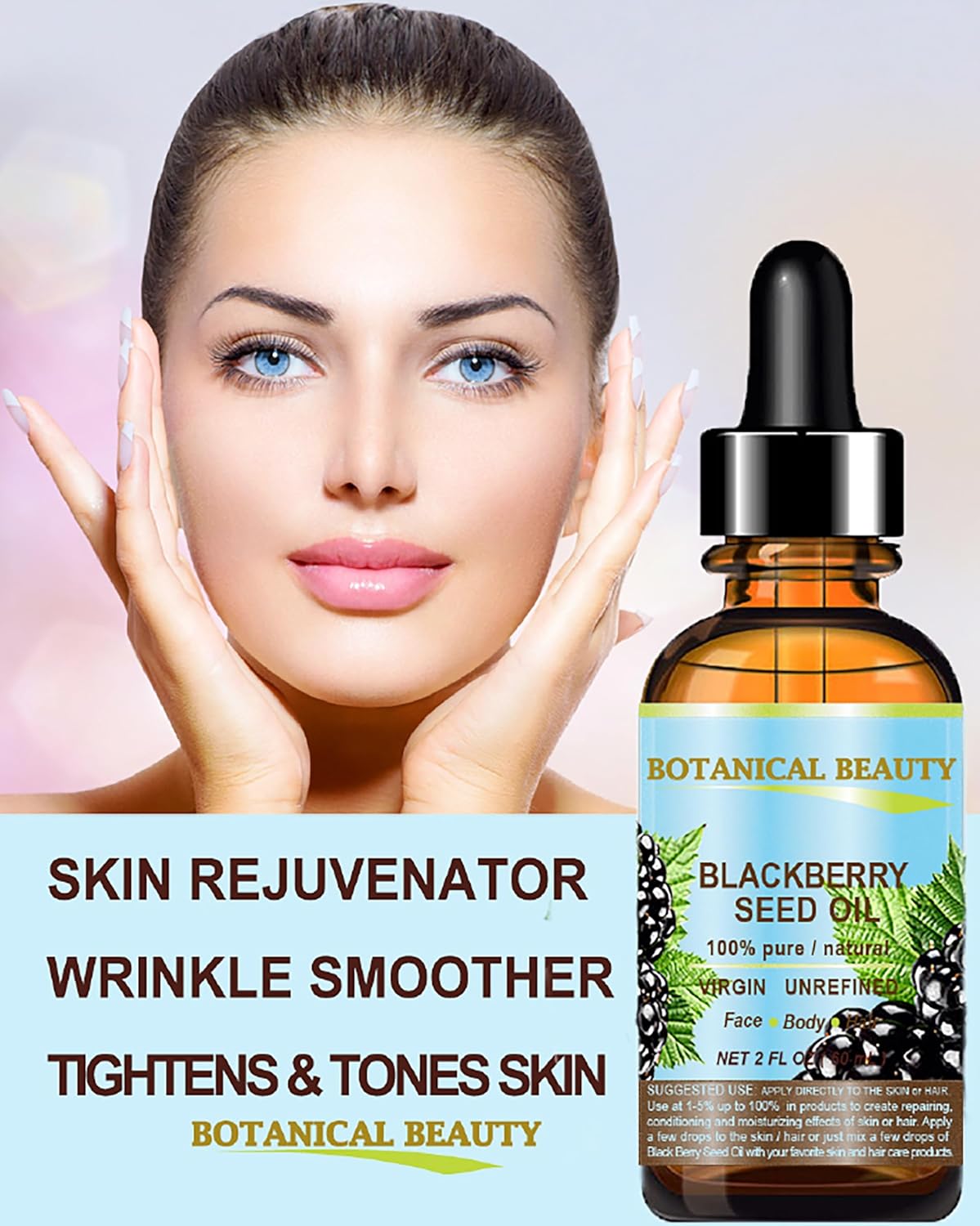 Aceite de Semilla de Mora Virgen Natural para Cara, Piel y Cabello