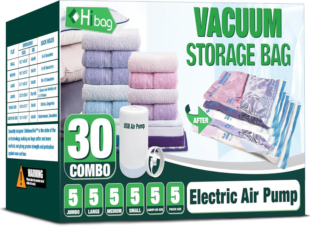 Bolsas de almacenamiento al vacío con bomba eléctrica HIBAG