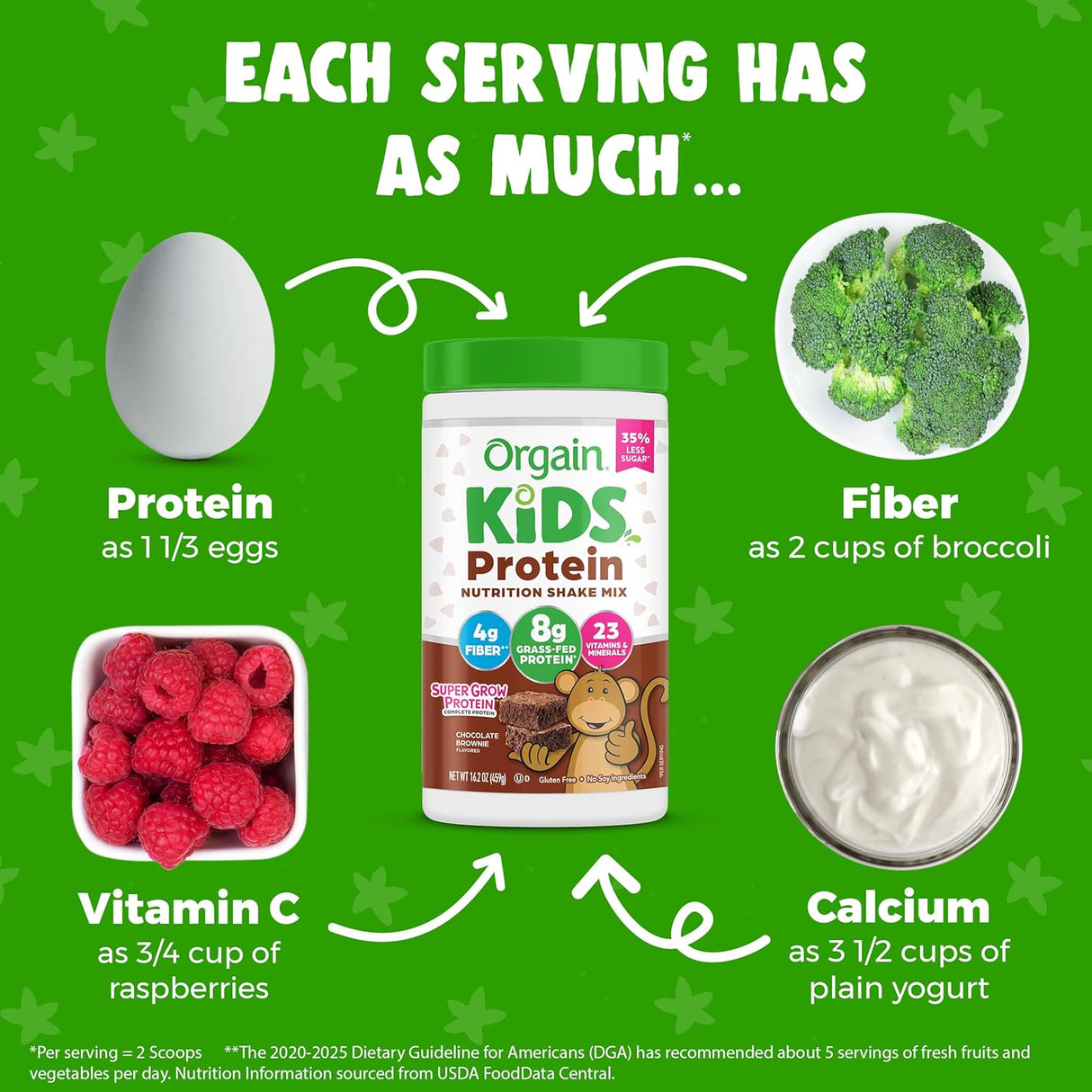 Batido en Polvo Orgain Kids, 8g Proteína, 23 Vitaminas, 1lb