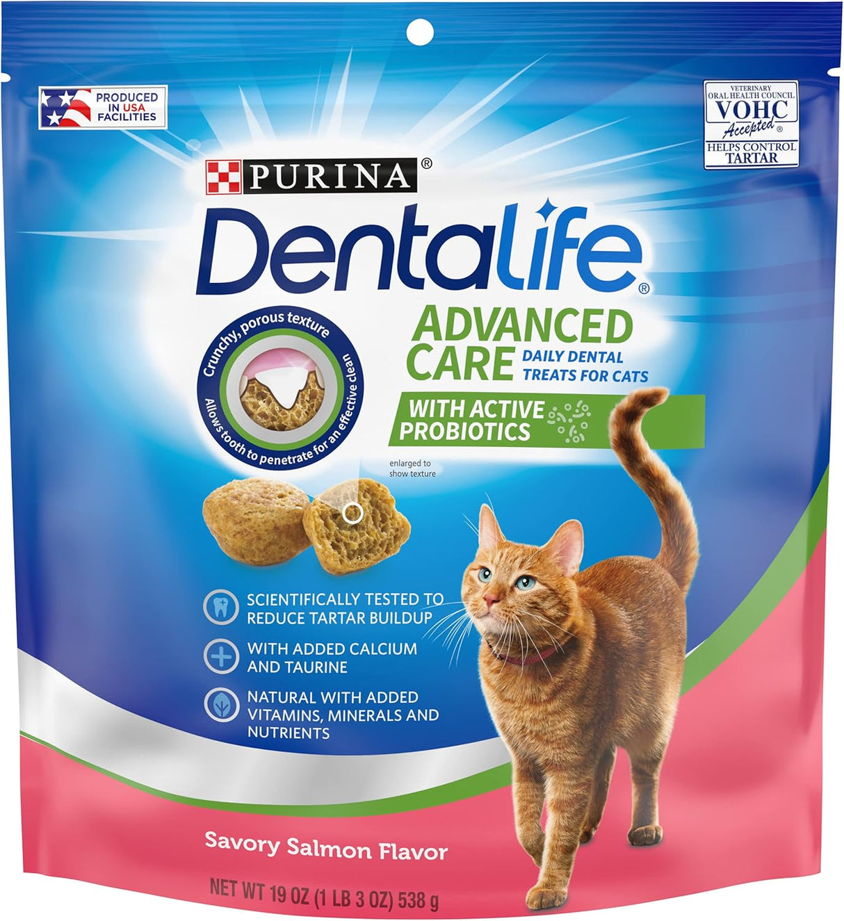 Golosinas dentales para gatos sabor a salmón sabroso