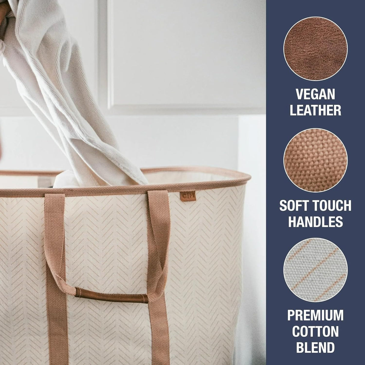 Cesta de lavandería CleverMade 64L, colapsable y resistente