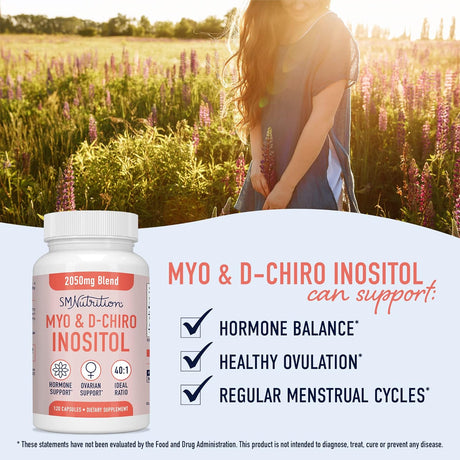 Suplementos  Myo Inositol 2000 mg, D Chiro 50 mg Vitamina B8