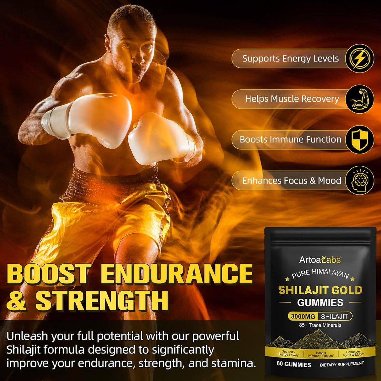 Gomitas con Shilajit Himalaya, Ásquagandha, Gokshura, 60