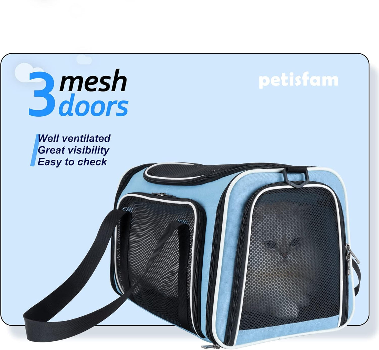 Transportín para gatos y cachorros - Petisfam, Aprobado TSA
