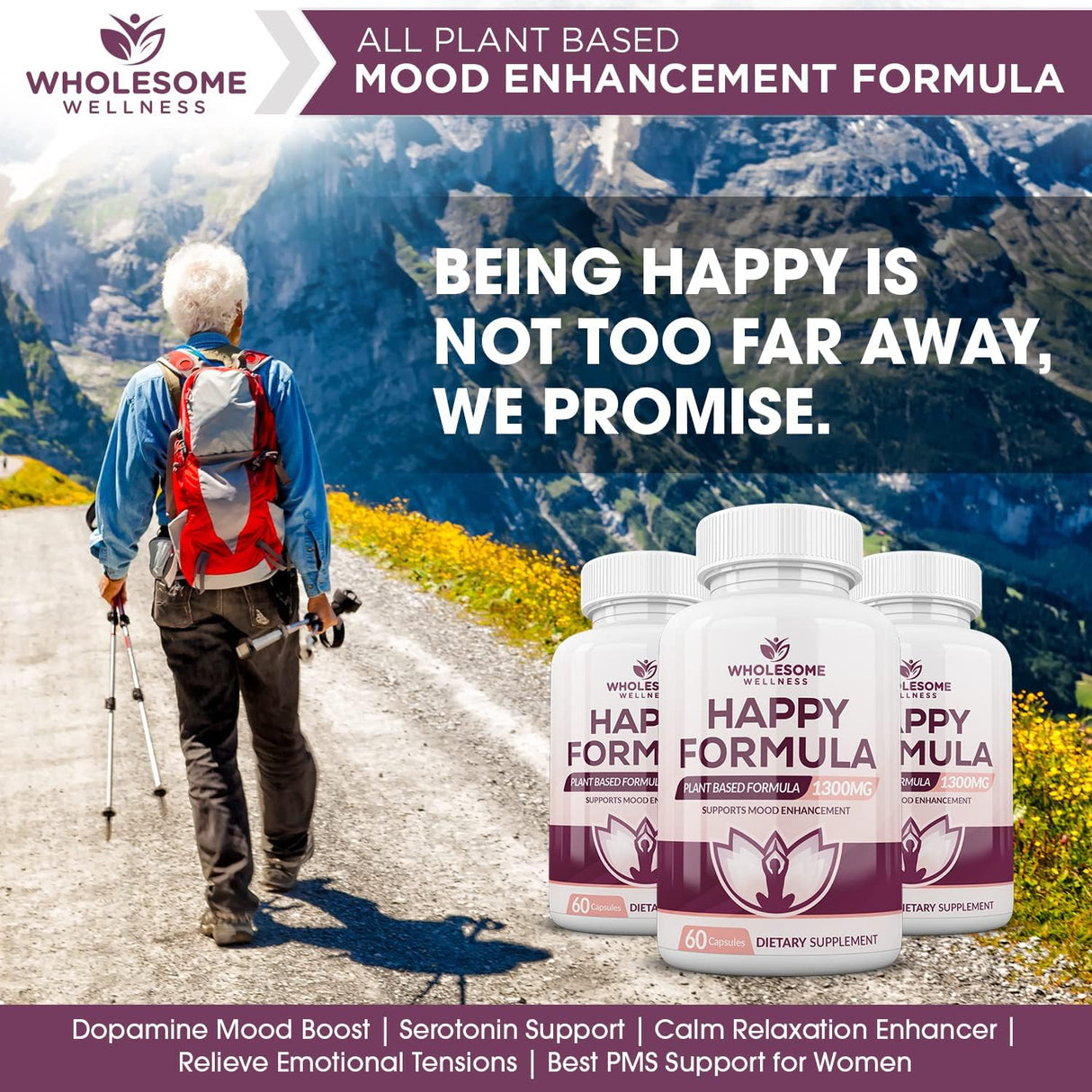 Suplemento de Alivio Natural Happy Formula para Todos 60 Cáp