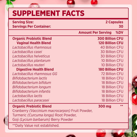 Suplementos Probióticos para mujeres 300 mil millones de UFC